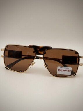 New TRUE RELIGION Slim Black Sunglasses Rectangle Gold Logo Acetate XX New TRUE RELIGION Slim Embossed Sunglasses Rectangle Wide  main image 3